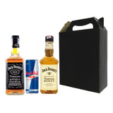 Kit Presente Jack Daniel's 375ml - Honey + Old 7 + Red Bull