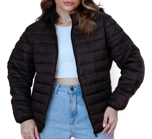 Bobojaco Feminino Preta Corta Vento Frio Inverno Puffer