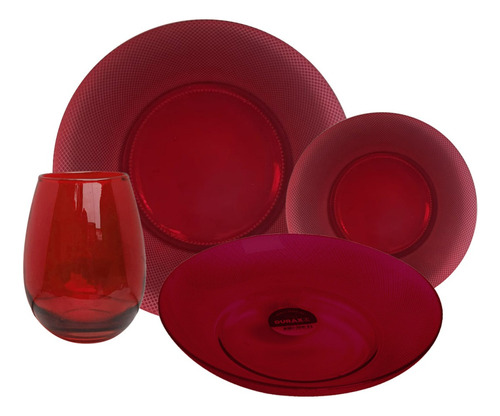 6 Vasos Gourmet + 18 Platos Playo Hondo Postre Color Trasluc