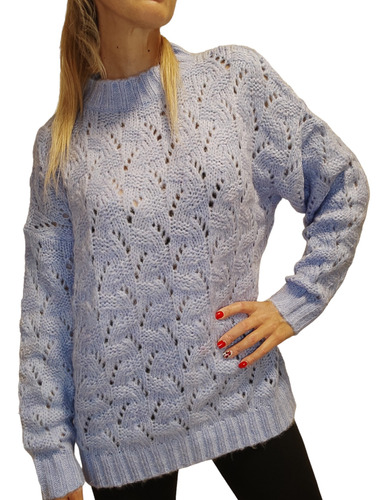 Sweater Mujer De Lana Calado Ancho Oversize 