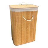 Cesto De Roupa Suja De Bambu Com Tampa E Alças 60cm Natural