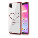 Funda Blanca Oro Rosa Corazon Para Alcatel Tcl A3