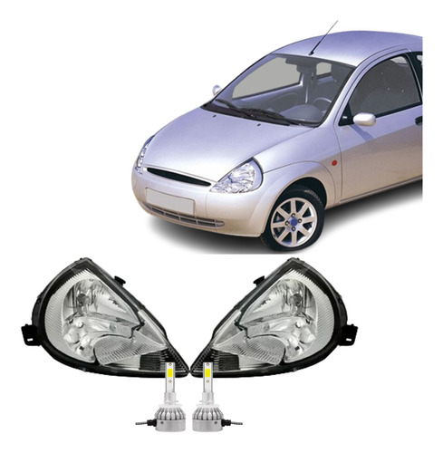 Par Optica Ford Ka 2007 2008 Giro Cristal + Cree Led