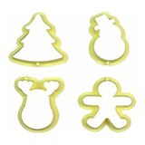 Cortador Natal 1 Biscoito Pasta Biscuit 4 Pcs Bluestar Cor Amarelo