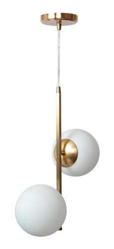 Colgante Elyn 2 Luces Bronce - Globo 15 Vidrio Opal Satinado