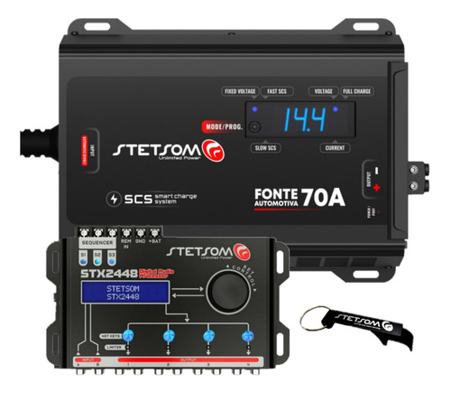 Fonte 70a Amper Stetsom Voltimetro Proteção Scs+ Stx2448