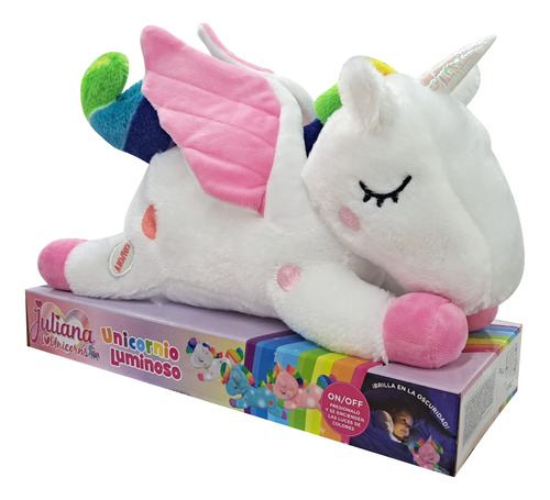 Juliana I Love Unicorns Peluche Unicornio Luminoso Color Blanco