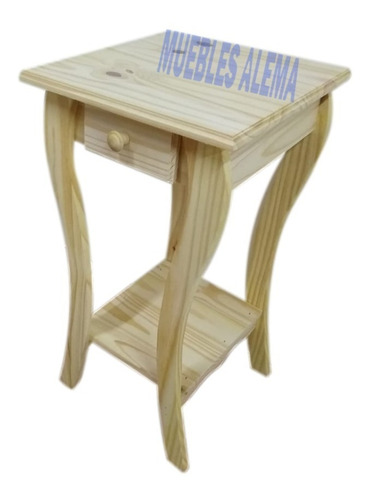 Mesa De Arrime 40 Cm Con Cajon Y Estante Pino Macizo