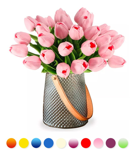 Tulipanes Artificiales Color Degradado 20pcs Para Decoración