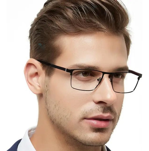 Armação De Óculos De Grau Lente Masculino Quadrada Elegante