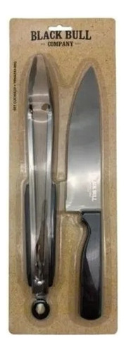 Set Parrillero Cuchillo + Pinzas Marca Blackbull Parrilla