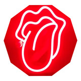 Cartel Mini Lengua Rolling Stones Simple Neón Led + Dimmer