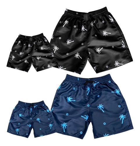 Kit Família Masculino 4 Short Tactel Bermuda Moda Praia Top