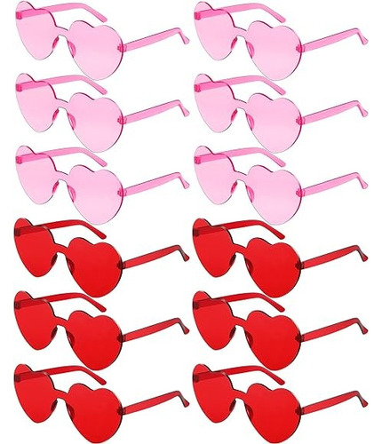 12pcs Lentes De Sol Corazón Accesorios Para Mujer Dama Gafas