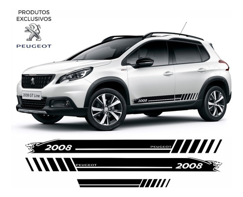 Kit 3 Adesivos Faixa Lateral Esportivos Peugeot 2008 Sport