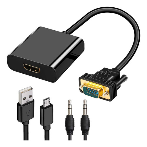 Herfair Adaptador Vga A Hdmi, 1080p Vga Macho A Hdmi Hembra