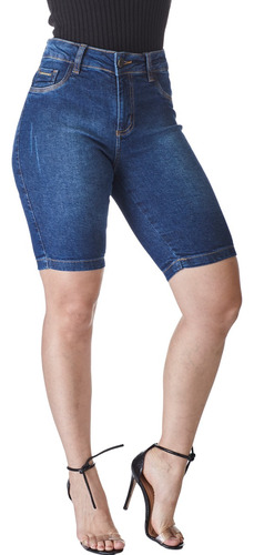 Bermuda Jeans Ciclista Hot Pants Com Lycra Alta Qualidade