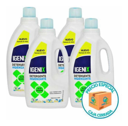 Detergente Igenix 3 Lt Caja 4 Unidades X 3ltc/u Oferta 