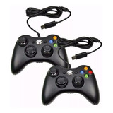 Kit 2 Controle Xbox 360  Pc Com Fio Joystick Novo Promoção