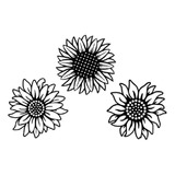 3 Stickers Para Carro Laptop Pared Ventana, Flor Girasol