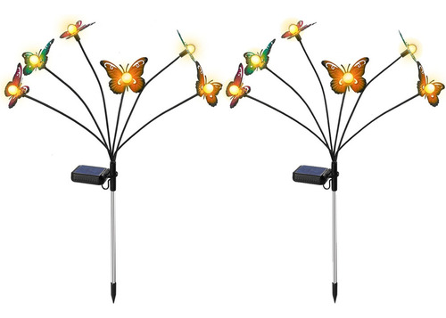 Luces Solares Tipo Mariposa Para Jardin Exteriores, 2 Piezas