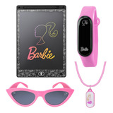 Lousa Magica Barbie Led Lcd Kit Relogio Oculos Sol Colar Top