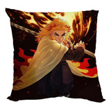 Almohada Anime Rengoku Demon Slayer 35x35 Cm C/cierre Felpa