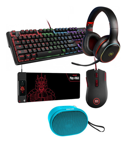 Pack Gamer Maxell Audifonos Bt+teclado+pad Qi Led+mouse+parl