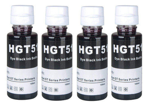 4 Tintas Negras Xl Compatibles Con Hp Gt51 Gt53 Gt 5810 5820