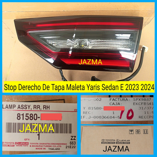 Stop Derecho De Tapa Maleta Yaris Sedan E 2023 2024 Original Foto 3