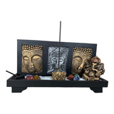 Jardim Zen Altar 3 Faces Buda Ganesha Incensario 7 Chakras 