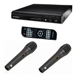 Dvd Player Karaokê  Microfone Duplo  Usb  Mp3 Musicas Brinde