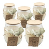 Kit X 5 Velas De Cera De Soja Vidrio C/ Tapa De Madera 