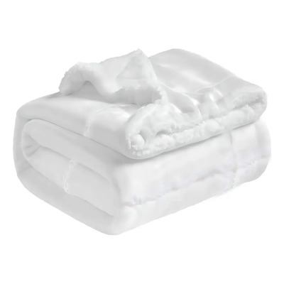 Frazada Corderito Premium King Size Blanco Manta Haussman Diseño De La Tela Winter