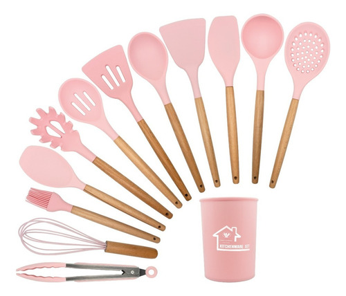 Yelio Set De Utencilios Para Cocina Rosa