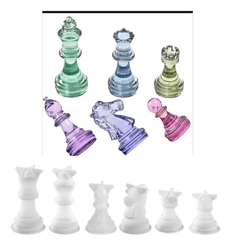 Molde Silicona Set 6 Piezas Ajedrez 3d Individuales Resina 