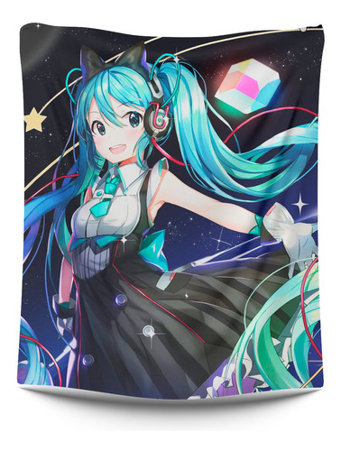 Cobija Frazada Miku Hatsune  Flanel 150x100 Cm  Anime