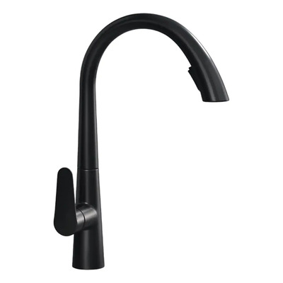 Grifería Monocomando Para Cocina Con Pico Extensible Negra Mate De Rory Negro