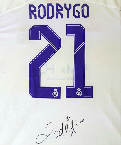 Jersey Autografiado Rodrygo Real Madrid 2021-22 Hme Doblete