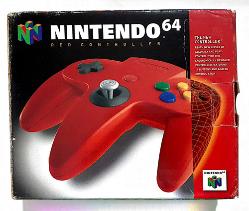 Controle Vermelho Na Caixa Nintendo 64.