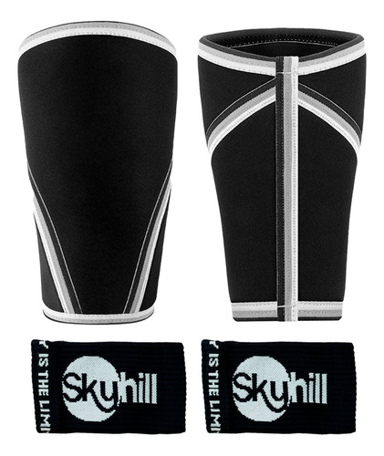 Kit Joelheira Neoprene 7mm E Munhequeira Anti Suor Preta