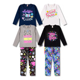 Kit 4 Conjunto Juvenil Infantil Feminino Roupa Inverno Frio