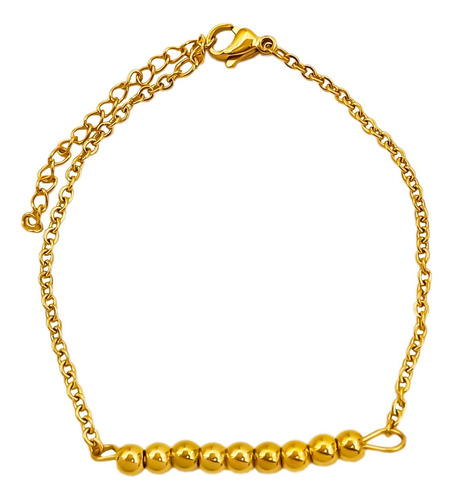 Pulsera Dorado Linea De 9 Bolitas 17+5 Cm Acero Quiru C:7604