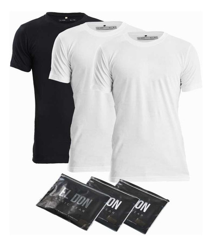 Pack X 3 Remeras Básicas Algodón Blanco Negro Gris El Don