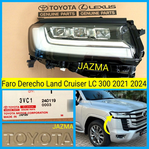 Faro Derecho Land Cruiser Lc 300 Zx Vx 2021 2024 Original  Foto 2