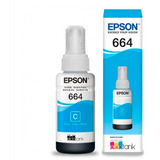 Pack 2 Unid. Botella Tinta Epson T664 70ml Originales Cian.