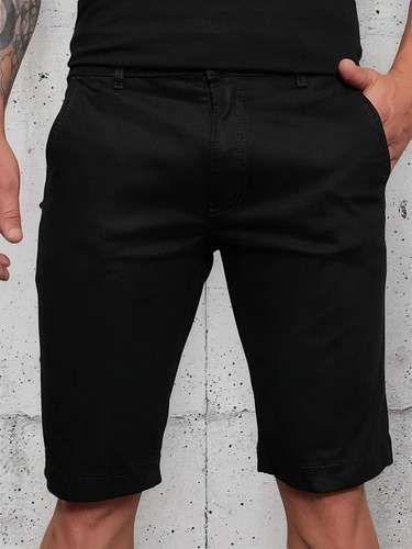 Bermuda Sarja Masculina Slim Preta Sport Fino Elastano | MercadoLivre