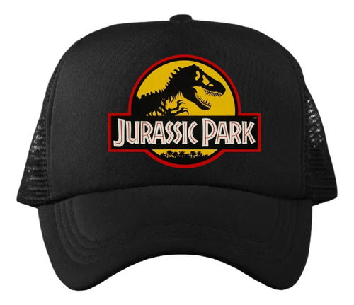 Gorra Negra Jurassic Park Retro Unitalla Ajustable