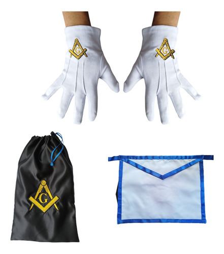 Masónico Kit De Aprendiz Mandil, Portaarreos Y Guantes