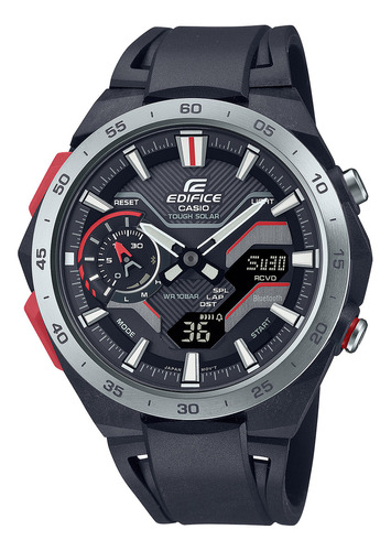 Reloj Hombre Casio Ecb-2200p-1adf Edifice Color De La Correa Negro Color Del Bisel Plateado Color Del Fondo Negro
